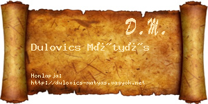 Dulovics Mátyás névjegykártya